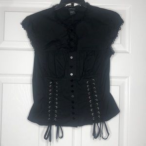 Black Button Up Corset Top
